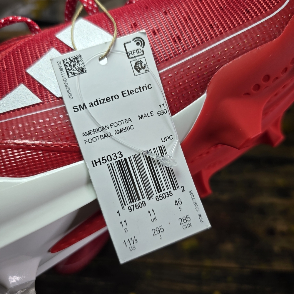 Size 11.5 Adidas Adizero Electric Football Cleats Team Power Red/White IH5033 - Picture 8 of 8